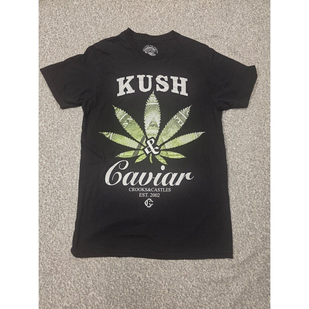 Crooks And Castles S Kush & Caviar T Shirt Short Sleeve BLACK Cotton